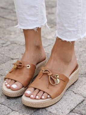 Sperry Top Sider Hillsboro Brown Leather Platform Espadrille Sandals size 8.5